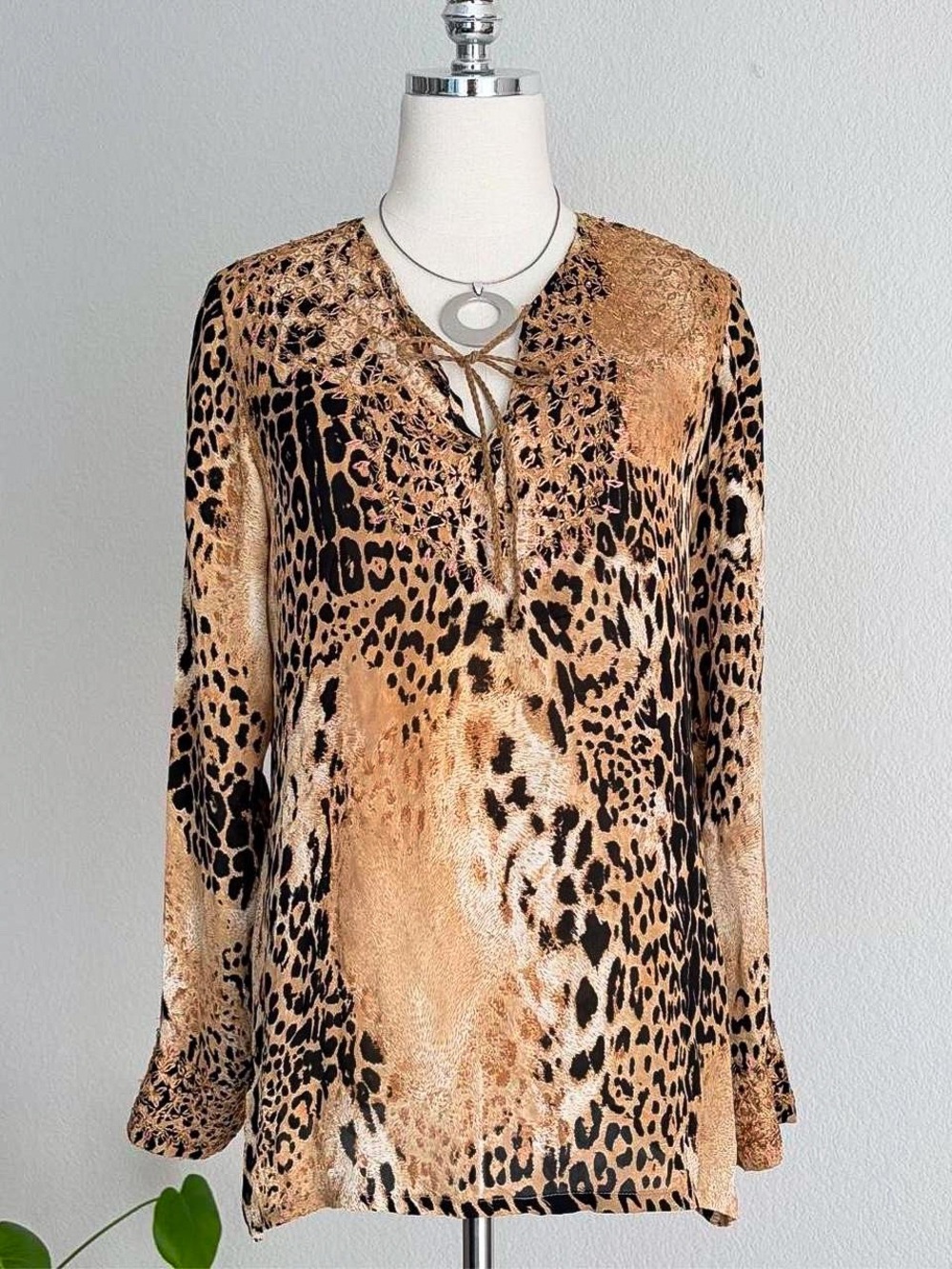 Dana Buchman Leopard Print Silk Tunic